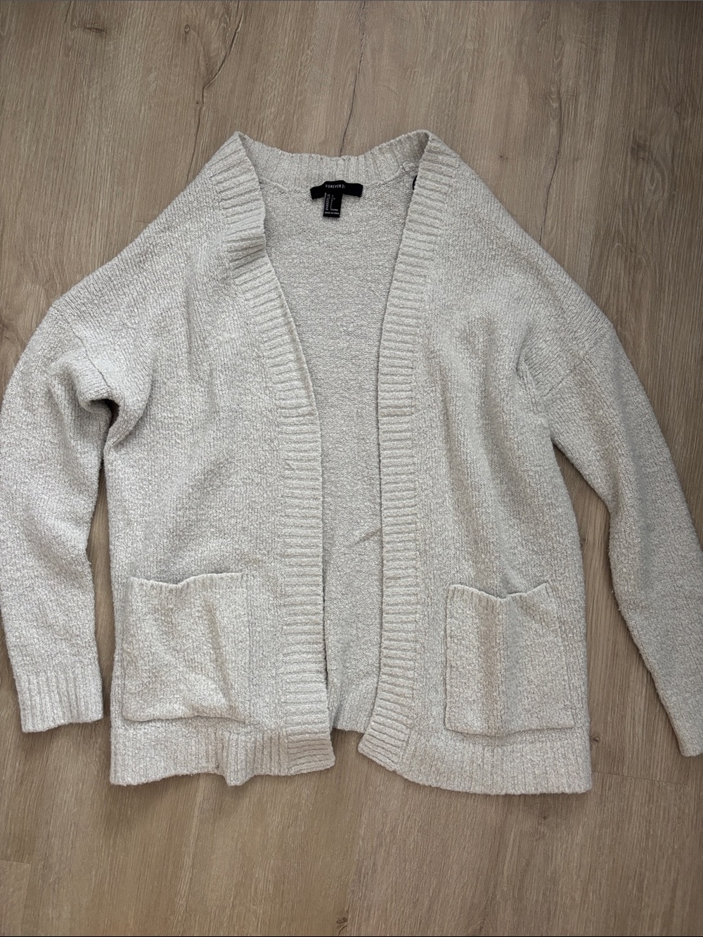 Cozy Open-Front Women's Cardigan Sweater - Light Grey